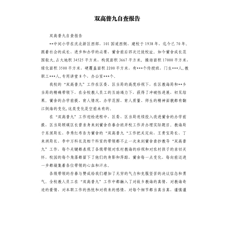 双高普九自查报告.docx_第1页