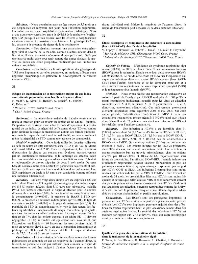 【病毒外文文献】2006 _tude descriptive et_comparative des_infections __coronavirus (hors SARS-CoV) chez_l_enfant hospitalis__第1页