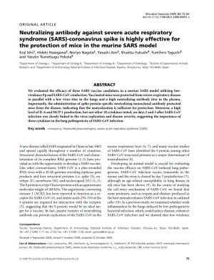 【病毒外文文獻(xiàn)】2009 Neutralizing antibody against severe acute respiratory syndrome (SARS)-coronavirus spike is highly effective for th