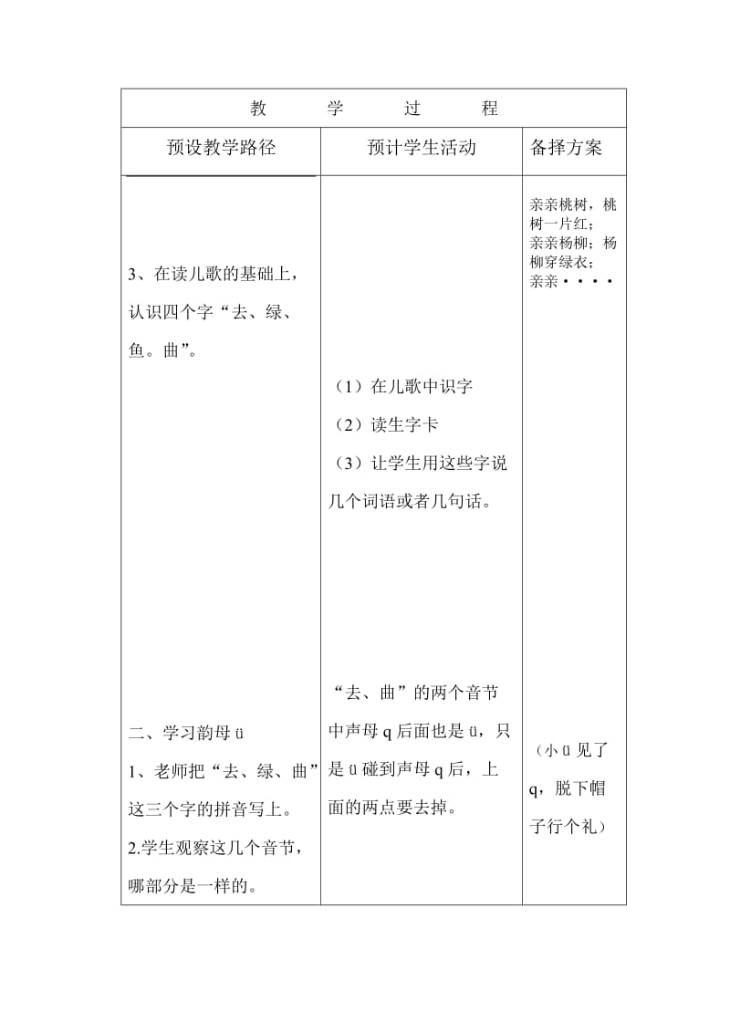 冀教版一年级语文上册《ü》教案.doc_第2页