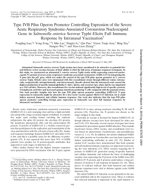 【病毒外文文獻(xiàn)】2007 Type IVB Pilus Operon Promoter Controlling Expression of the Severe Acute Respiratory Syndrome-Associated Coronavir