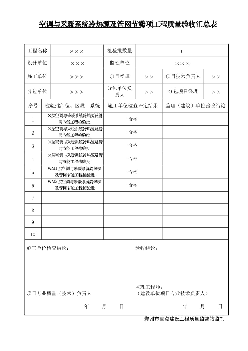 通风空调工程申报节能验收资料模板.doc_第1页