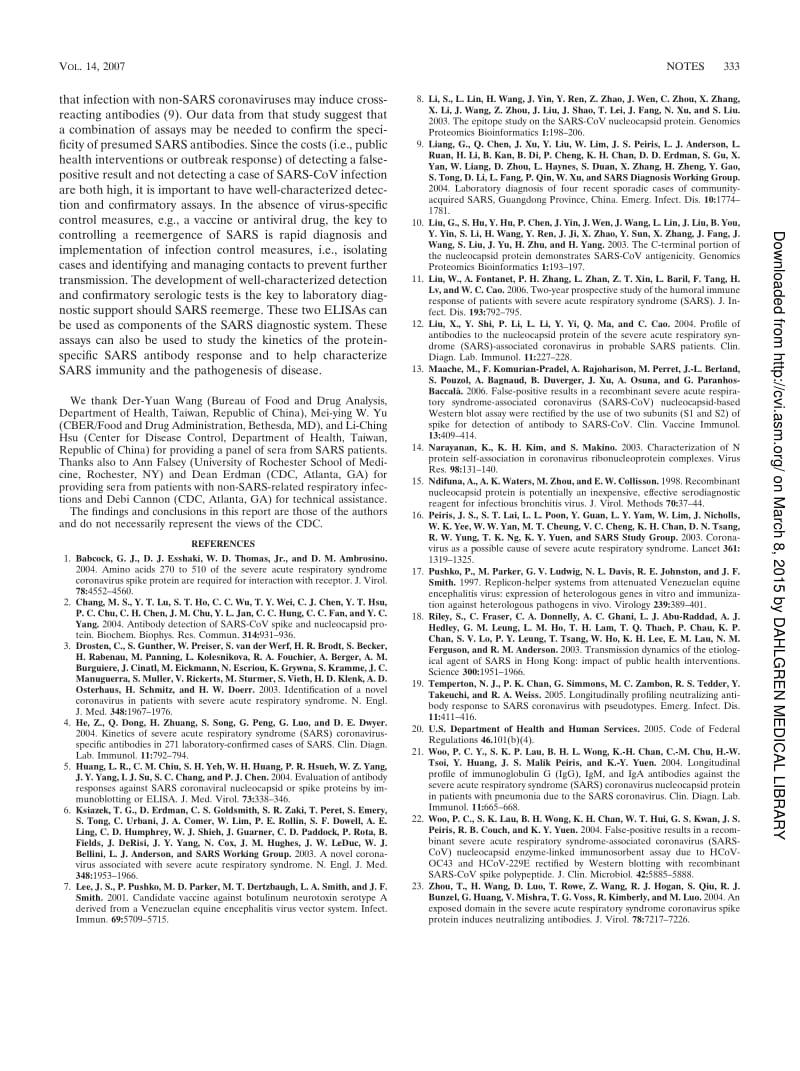 【病毒外文文献】2007 Recombinant Protein-Based Assays for Detection of Antibodies to Severe Acute Respiratory Syndrome Coronavirus Spike_第3页