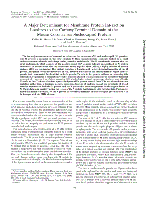 【病毒外文文獻】2005 A Major Determinant for Membrane Protein Interaction Localizes to the Carboxy-Terminal Domain of the Mouse Coronavi