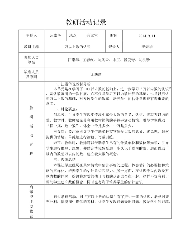 四年级教研活动记录.doc_第1页