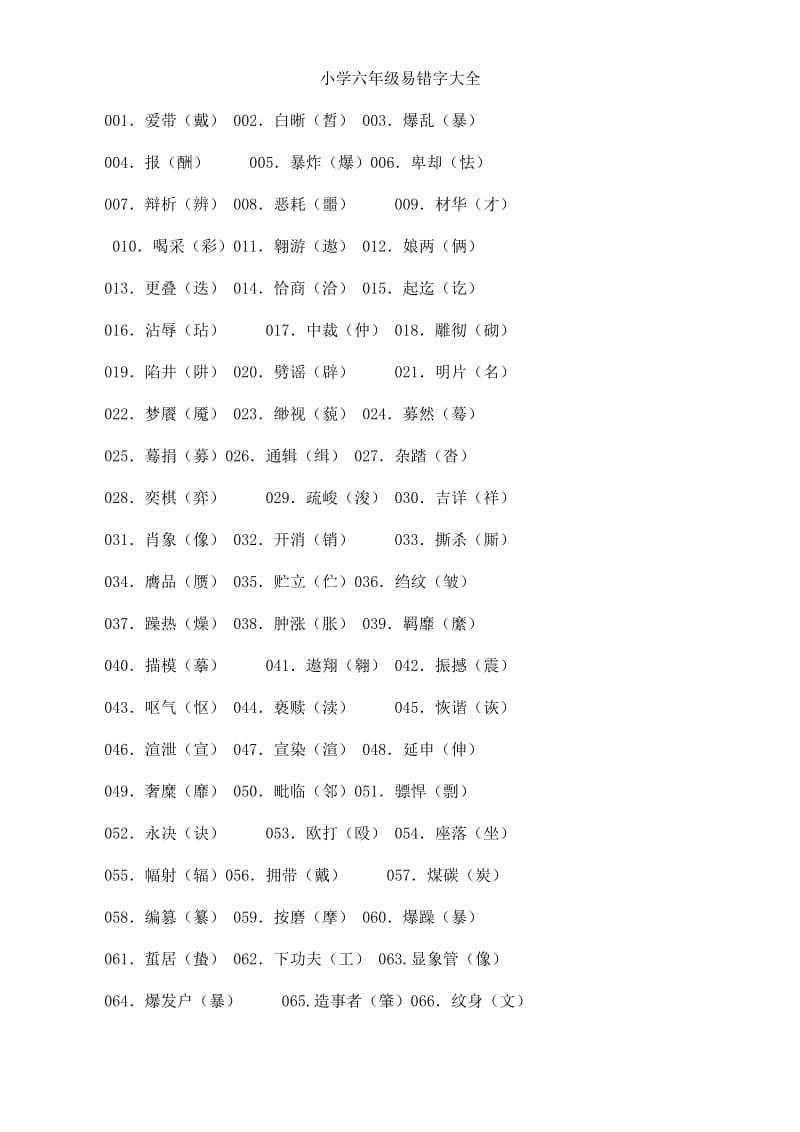 小学六年级易错字大全.doc_第1页