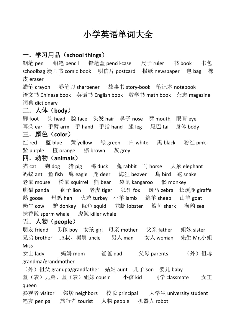 小学英语四年级部分知识点.docx_第1页