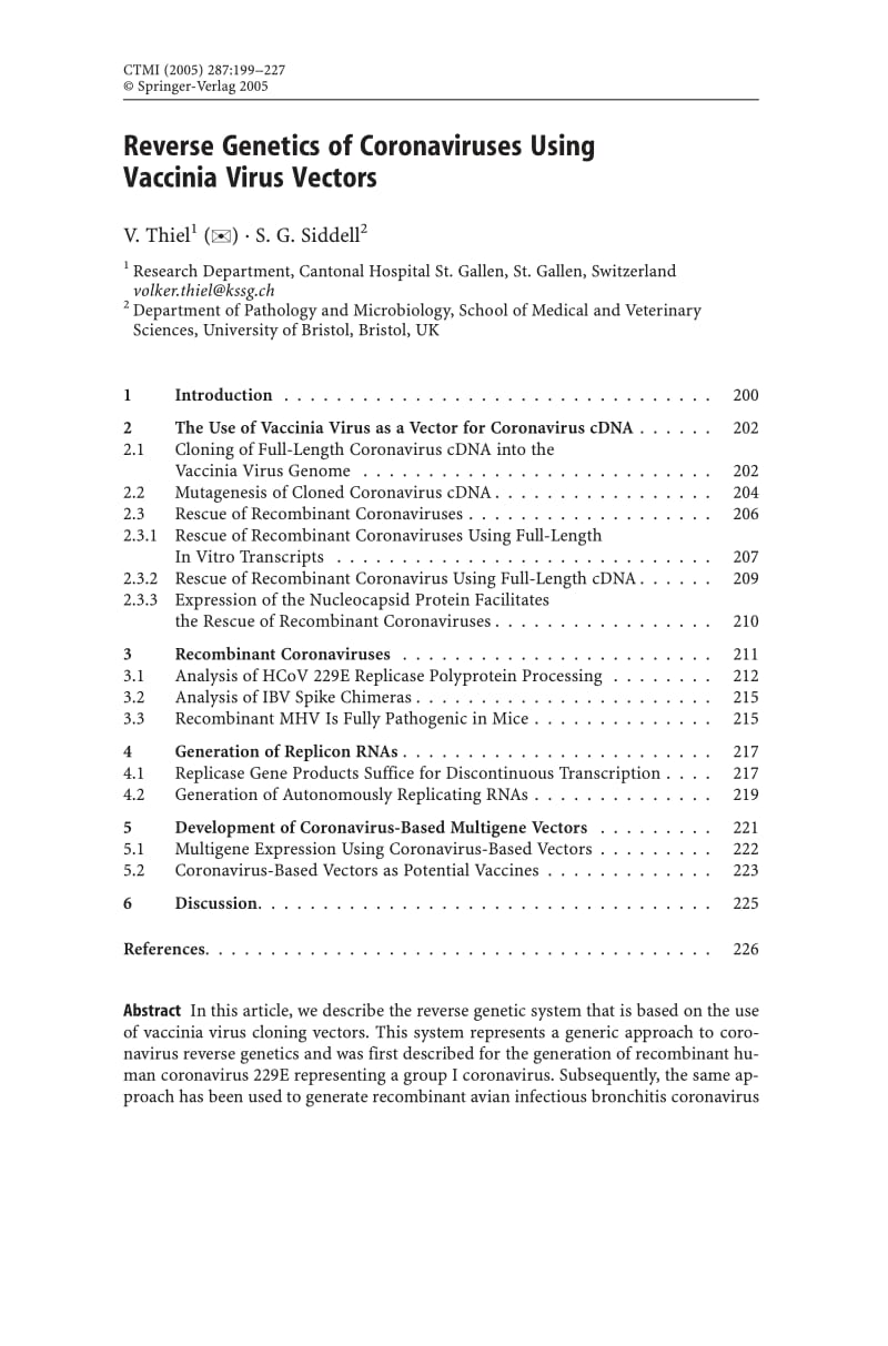 【病毒外文文献】2005 [Current Topics in Microbiology and Immunology] Coronavirus Replication and Reverse Genetics Volume 287 __ Reverse_第1页