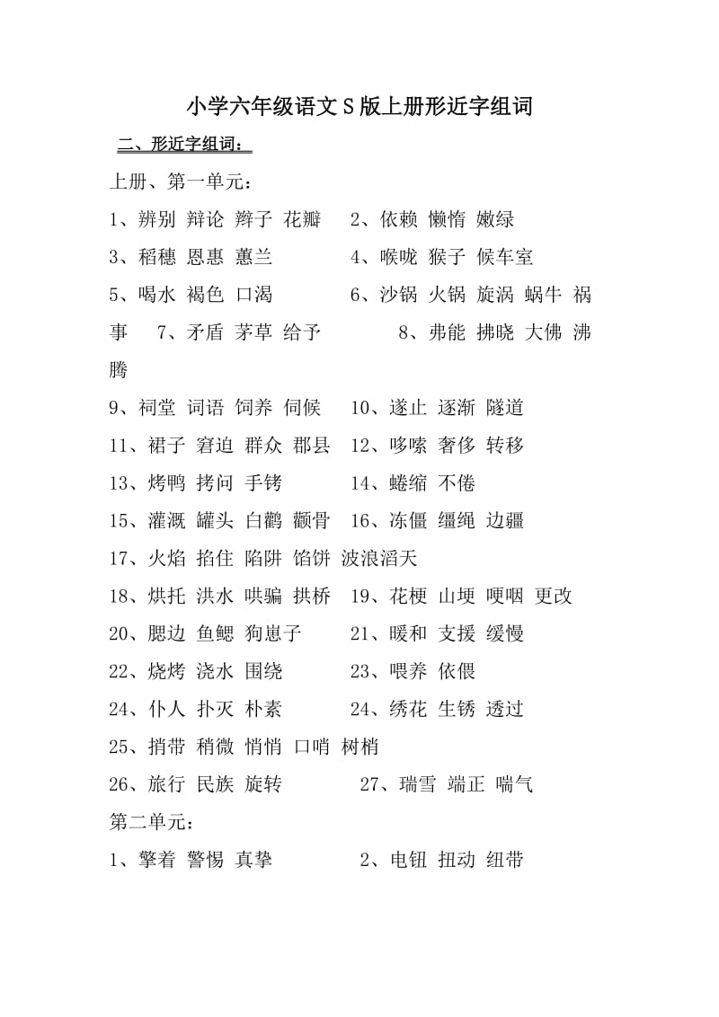 小学六级语文上册形近字组词.doc_第1页