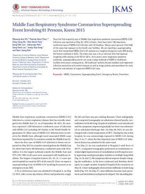 【病毒外文文獻】2015 Middle East Respiratory Syndrome Coronavirus Superspreading Event Involving 81 Persons, Korea 2015