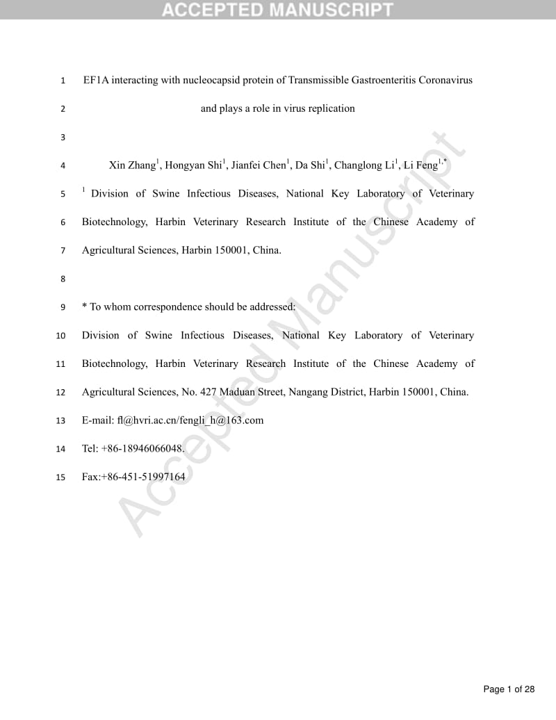 【病毒外文文献】2014 EF1A interacting with nucleocapsid protein of transmissible gastroenteritis coronavirus and plays a role in virus r_第2页