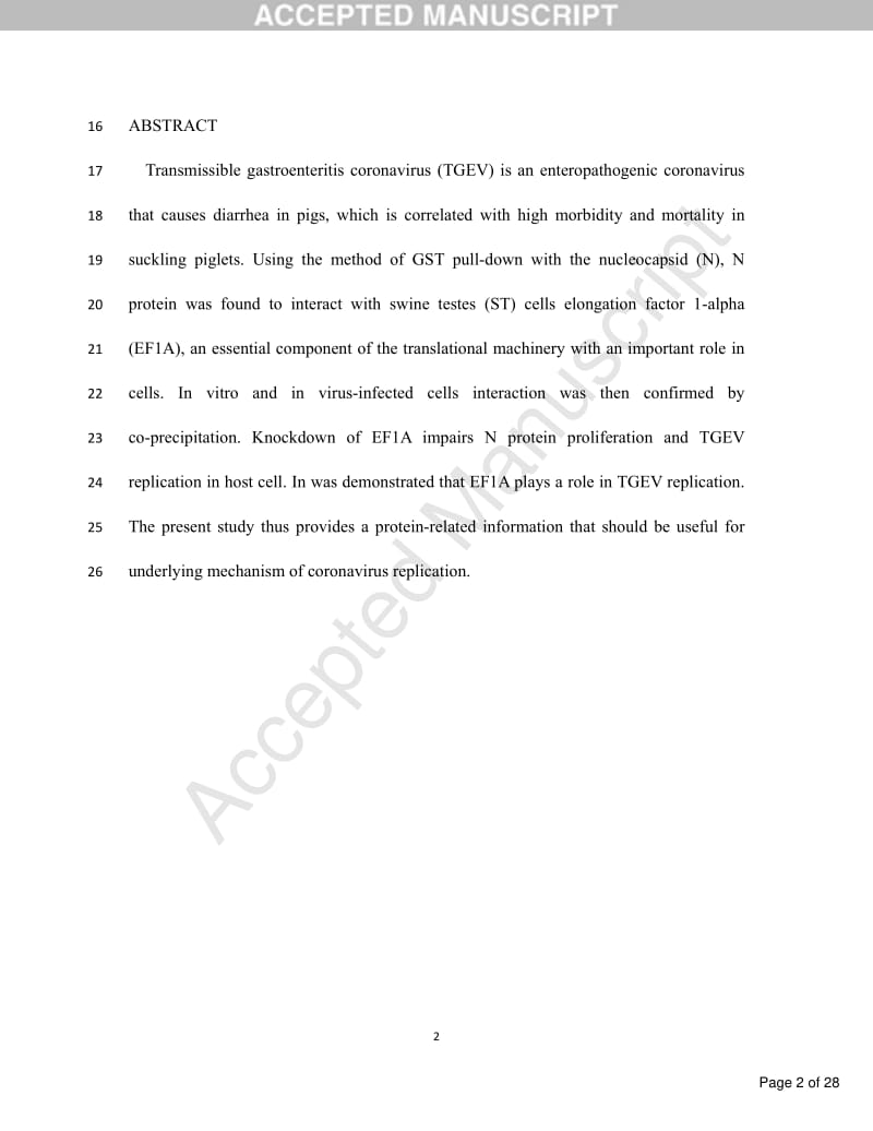 【病毒外文文献】2014 EF1A interacting with nucleocapsid protein of transmissible gastroenteritis coronavirus and plays a role in virus r_第3页