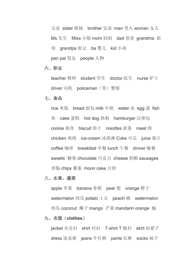 小学三年级到六年级的英语单词分类表.doc_第2页