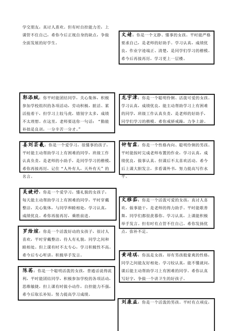 小学二年级学生评语集锦.doc_第3页