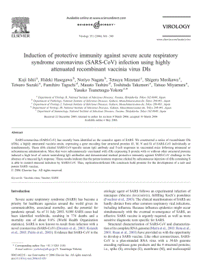 【病毒外文文獻(xiàn)】2006 Induction of protective immunity against severe acute respiratory syndrome coronavirus (SARS-CoV) infection using h