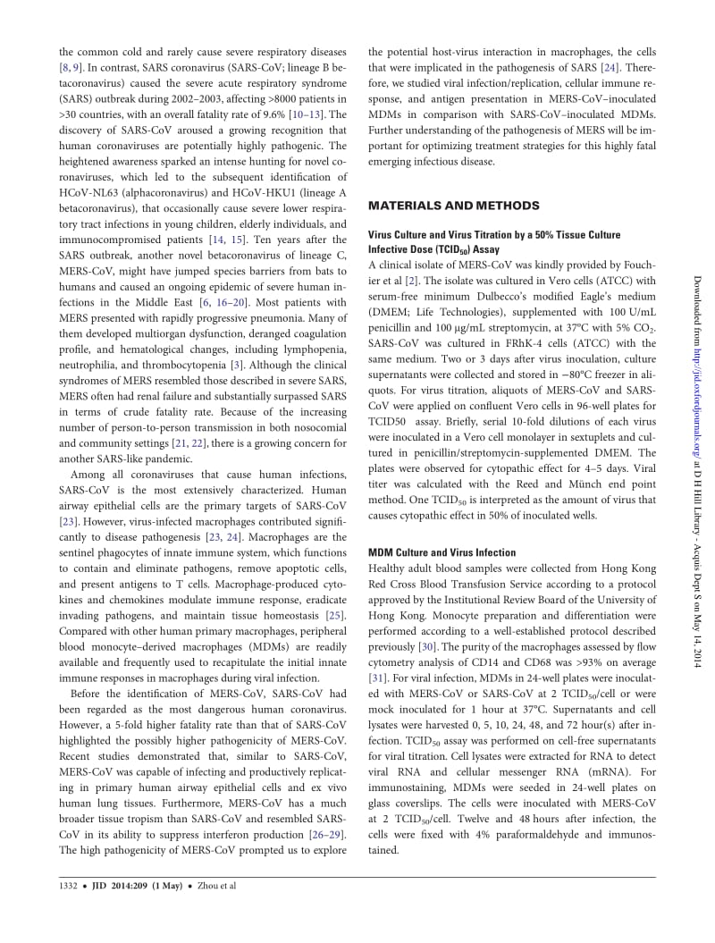 【病毒外文文献】2014 Active Replication of Middle East Respiratory Syndrome Coronavirus and Aberrant Induction of Inflammatory Cytokines_第2页