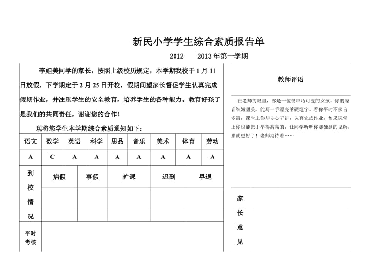 新民小学六年级学生综合素质报告单.doc_第3页