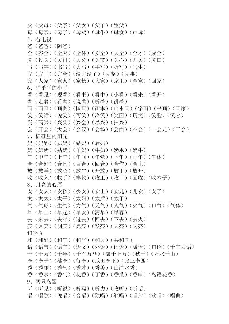 小学一年级语文下册一类字扩词.doc_第2页