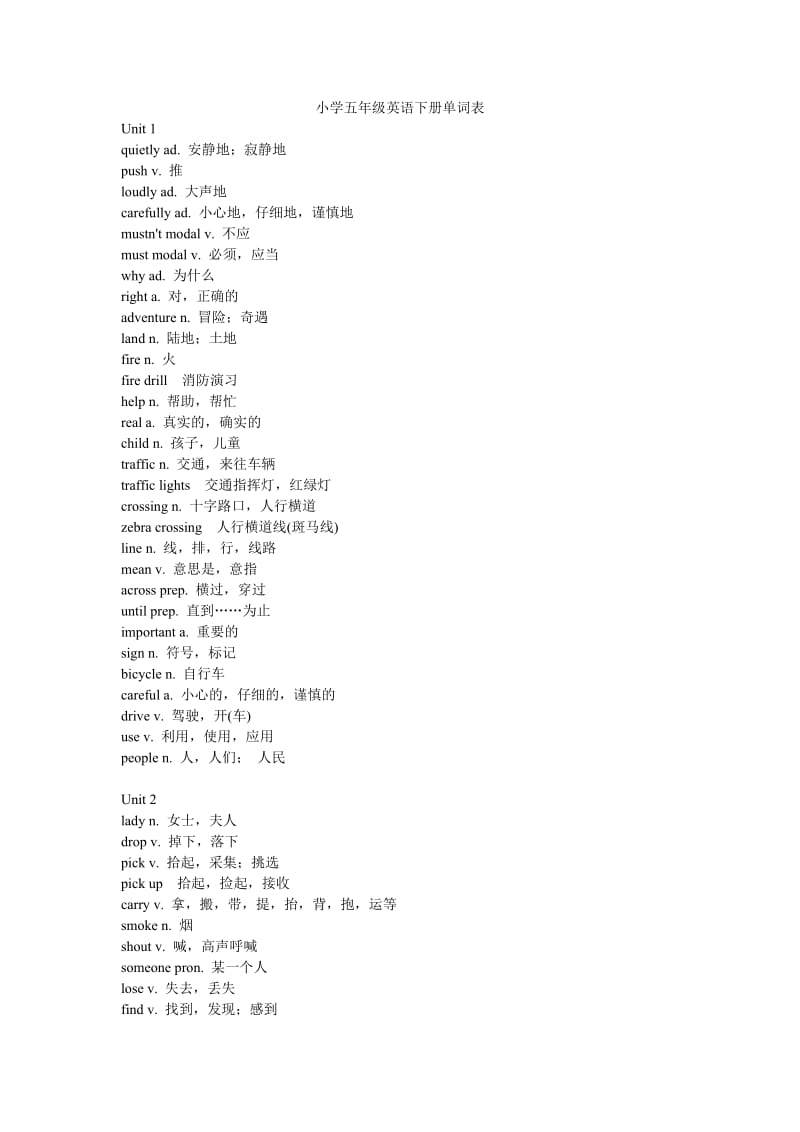 小学五年级英语下册单词表.doc_第1页