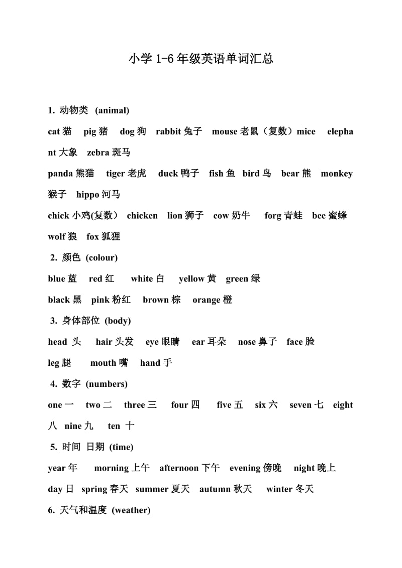 小学1至6年级英语单词.doc_第1页