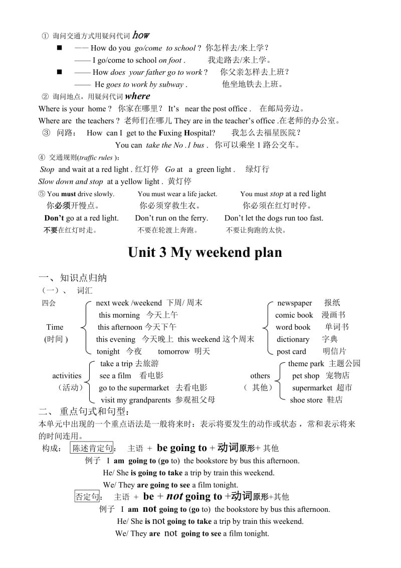 新版PEP六年级上册英语期末复习知识点.doc_第2页