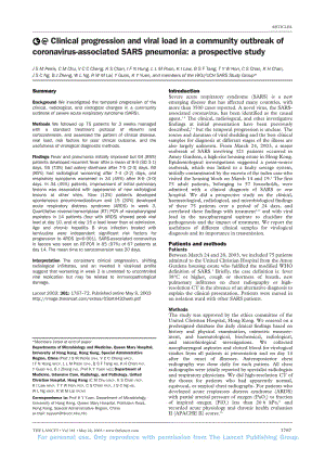 【病毒外文文獻】2003 Clinical progression and viral load in a community outbreak of coronavirus-associated SARS pneumonia_ a prospective