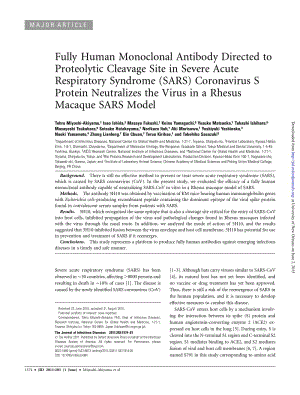 【病毒外文文獻】2011 Fully Human Monoclonal Antibody Directed to Proteolytic Cleavage Site in Severe Acute Respiratory Syndrome (SARS) C