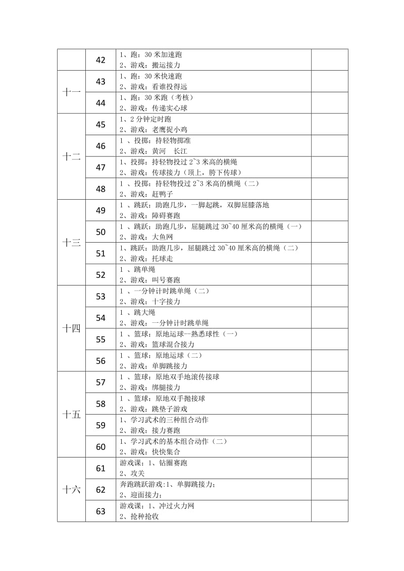 小学二年级《体育与健康》第一学期教学进度表.doc_第3页