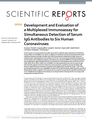 【病毒外文文獻(xiàn)】2019 Development and Evaluation of a Multiplexed Immunoassay for Simultaneous Detection of Serum IgG Antibodies to Six H