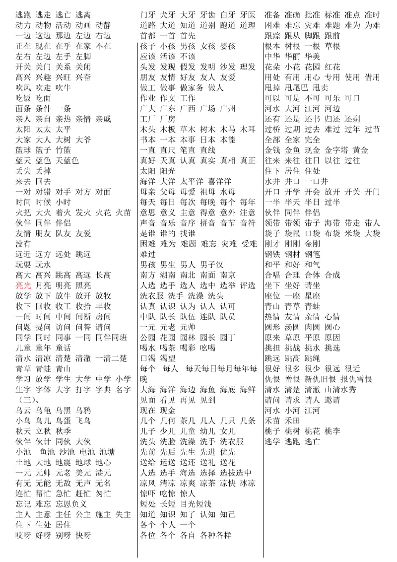 打印版人教版一年级下册语文形近字组词.doc_第2页