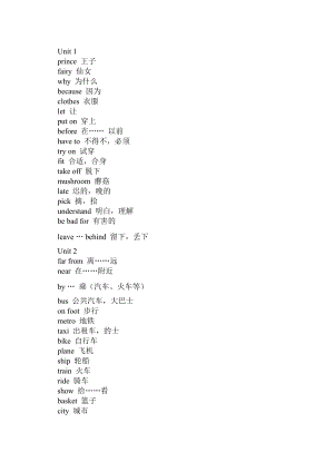 新譯林版英語五年級下冊U1-U4單詞.doc