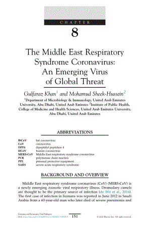 【病毒外文文獻】2020 Emerging and Reemerging Viral Pathogens __ The Middle East Respiratory Syndrome Coronavirus_ An Emerging Virus of G