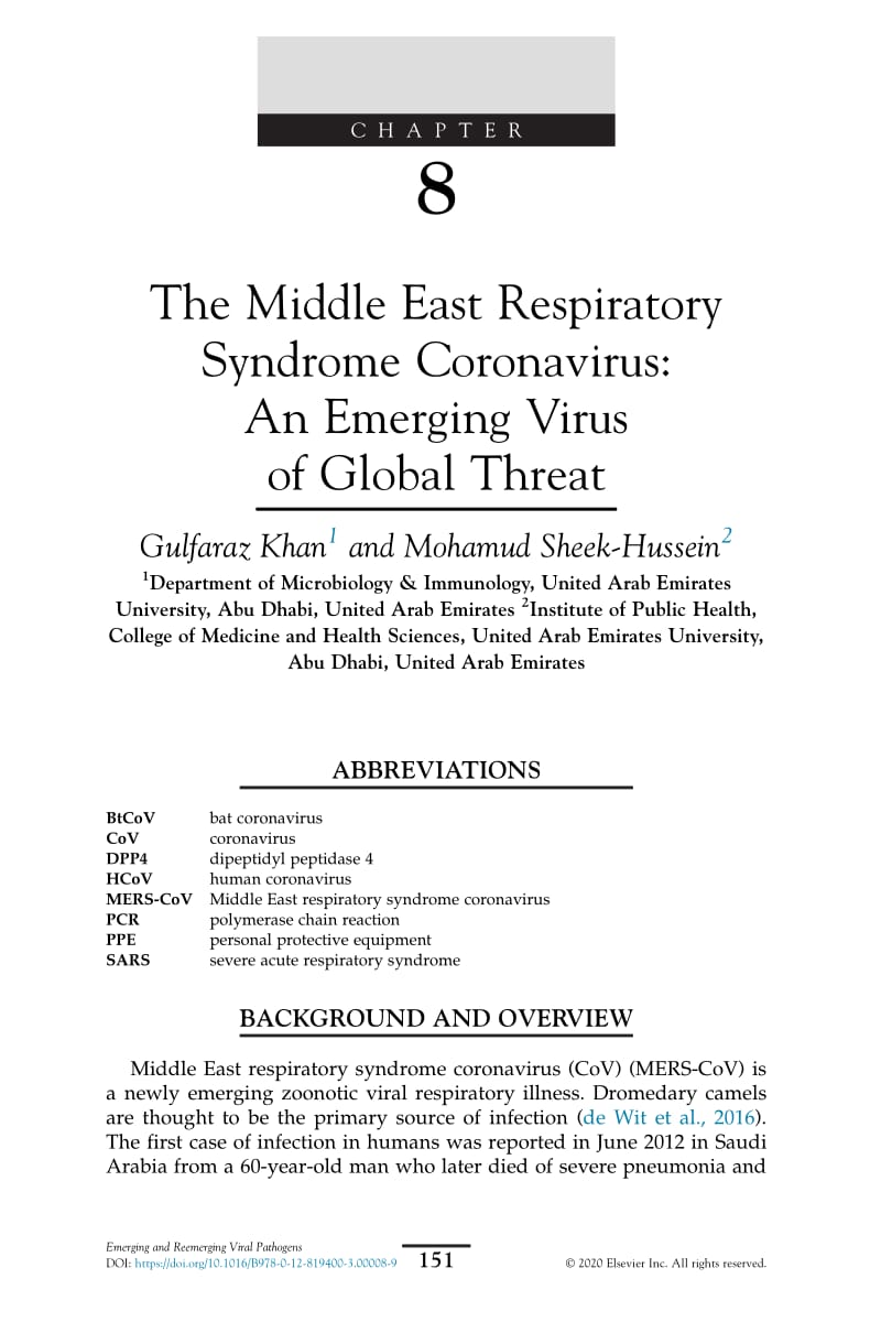 【病毒外文文献】2020 Emerging and Reemerging Viral Pathogens __ The Middle East Respiratory Syndrome Coronavirus_ An Emerging Virus of G_第1页