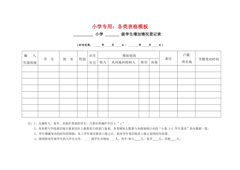 小学专用：各类表格模板.doc_第1页