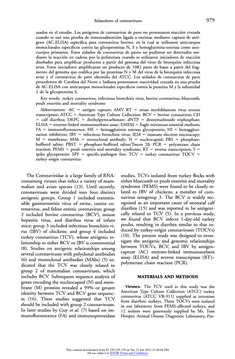 【病毒外文文献】2001 Antigenic and Genomic Relatedness of Turkey-Origin Coronaviruses, Bovine Coronaviruses, and Infectious Bronchitis V_第3页