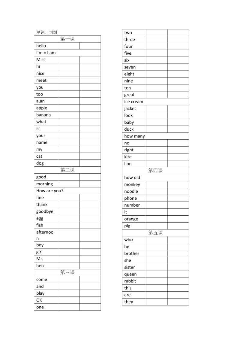 小学三年级英语上下册单词表.docx_第1页