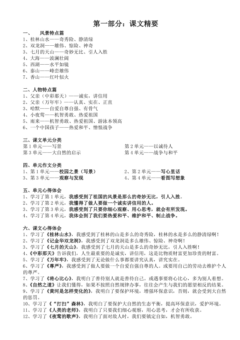 四年级语文下册期中1-4单元复习精华.doc_第1页