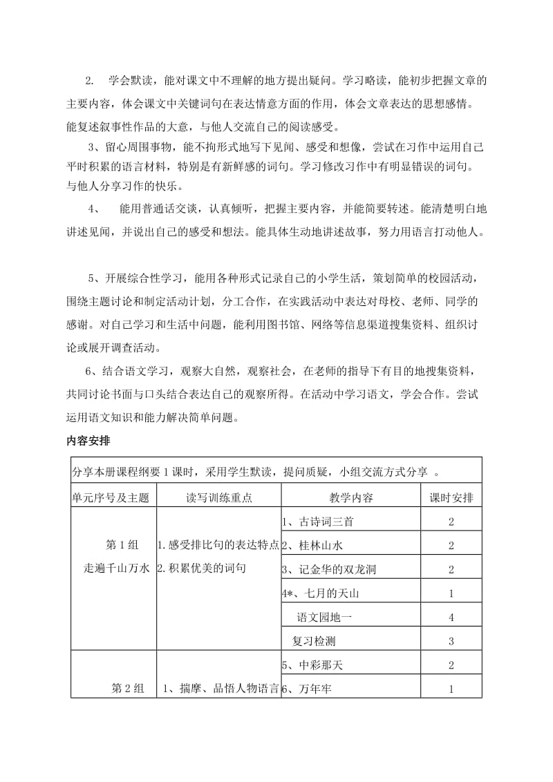 小学语文四年级下册课程纲要.doc_第2页