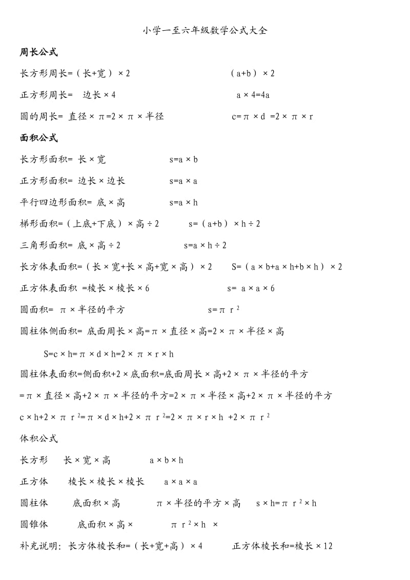 小学一至六年级数学公式大全.doc_第1页