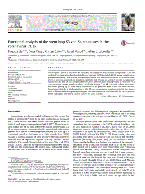 【病毒外文文獻(xiàn)】2013 Functional analysis of the stem loop S3 and S4 structures in the coronavirus 3_UTR