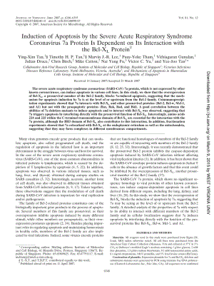 【病毒外文文獻(xiàn)】2007 Induction of Apoptosis by the Severe Acute Respiratory Syndrome Coronavirus 7a Protein Is Dependent on Its Interact