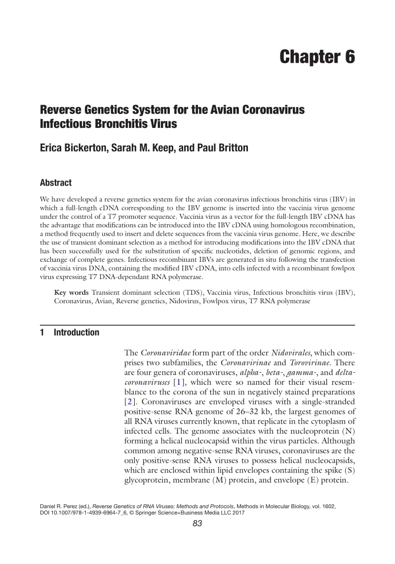 【病毒外文文献】2017 [Methods in Molecular Biology] Reverse Genetics of RNA Viruses Volume 1602 __ Reverse Genetics System for the Avian_第1页