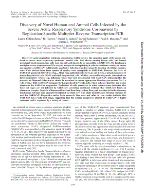 【病毒外文文獻】2004 Discovery of Novel Human and Animal Cells Infected by the Severe Acute Respiratory Syndrome Coronavirus by Replicat