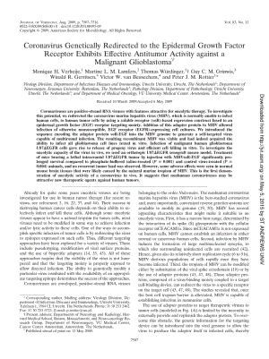 【病毒外文文獻】2009 Coronavirus Genetically Redirected to the Epidermal Growth Factor Receptor Exhibits Effective Antitumor Activity ag