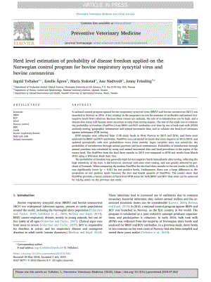 【病毒外文文獻(xiàn)】2018 Herd level estimation of probability of disease freedom applied on the Norwegian control program for bovine respira