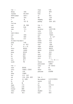 小學(xué)五年級(jí)上冊(cè)英語單詞(人教版).doc