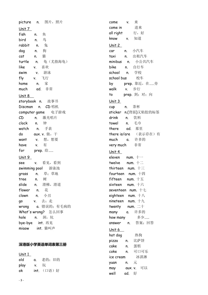 深港版小学词汇汇总.doc_第3页