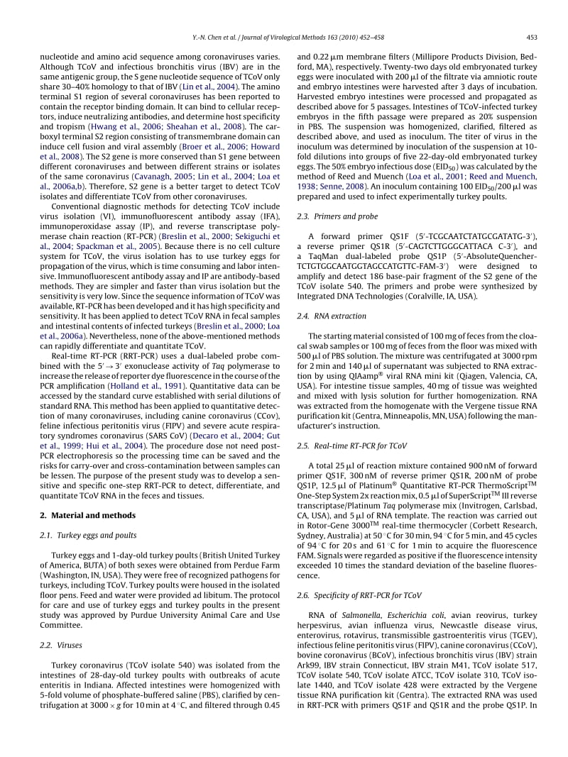 【病毒外文文献】2010 Specific real-time reverse transcription-polymerase chain reaction for detection and quantitation of turkey coronav_第2页