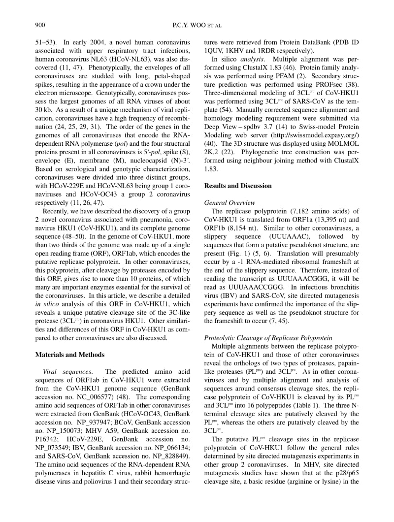 【病毒外文文献】2005 _i_In Silico__i__Analysis of ORF1ab in Coronavirus HKU1 Genome Reveals a Unique Putative Cleavage Sit_第2页