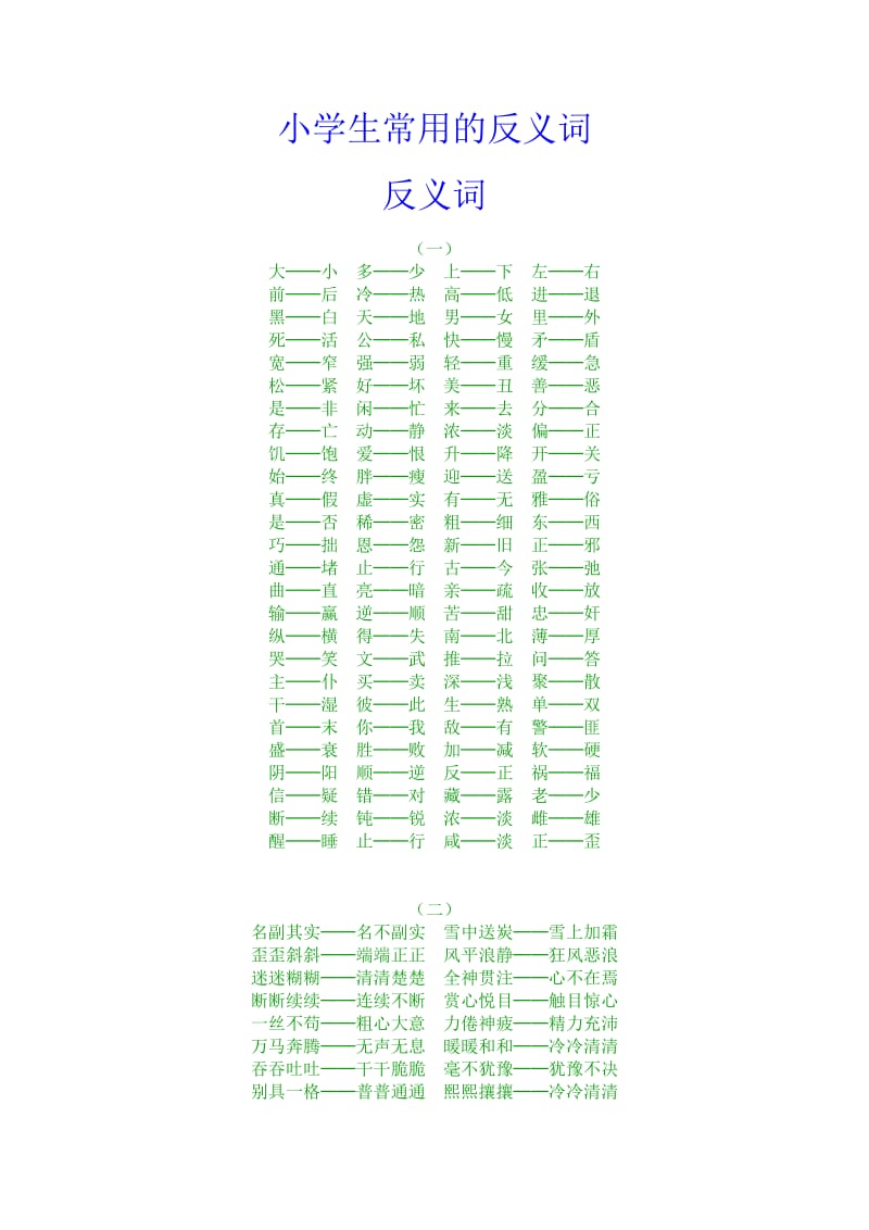 小学生常用的反义词.doc_第1页